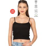 Özkan 27434 Kadın Viskon Kaşkorse Esnek Rahat Ayarlanabilir Ip Askılı Crop Atlet Büstiyer - XL - Siyah