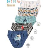 Özkan 31801 5'li Paket Erkek Çocuk Karışık Renkli Desenli Pamuklu Yumuşak Rahat Slip Külot - 3 - 4 Yaş