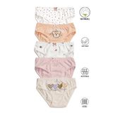 Özkan 41603 5'li Paket Kız Çocuk Karışık Renkli Desenli Pamuklu Yumuşak Slip Külot