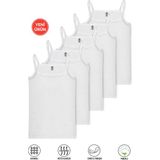 Özkan 43026 5'li Paket Kız Çocuk Pamuklu Likralı Süprem Esnek Rahat Ip Askılı Atlet - 5 - 6 Yaş - Beyaz