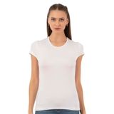 Özkan 7123 Kadın Premium Yumuşak Rahat Kumaş Viskon Bisiklet Yaka Kısa Kollu Örme T-Shirt BEYAZ