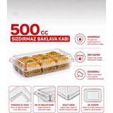 Özkan Ambalaj Temizlik 100 Adet 1 Paket 500 Gramlık 500 cc Kuru Pasta Soğuk Baklava Kabı Şeffaf Kapaklı Yassı Kap - Yarım Kiloluk 500 Cc