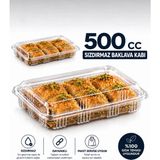 Özkan Ambalaj Temizlik 25 Adet 500 cc Yarım Kiloluk Yassı Şeffaf Kapaklı Ekler Baklava Kuru Pasta Soğuk Baklava Kabı - Yarım Kiloluk 500 Cc