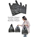 Özkan Ambalaj Temizlik 3 Kilogram 3 Boy Kalın Siyah Tekel Çöp Market Tuvalet Poşeti Küçük-Orta-Büyük Boy