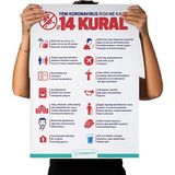 Özkan Koronavirüse Karşı 14 Kural Afişi Kendinden Yapışkanlı Folyo 35X50