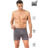 Özkan Underwear 0041 Erkek Şardonlu Pamuklu Düğmeli Penye Boxer - Füme - 2XL