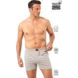 Özkan Underwear 0041 Erkek Şardonlu Pamuklu Düğmeli Penye Boxer - Gri - 2XL