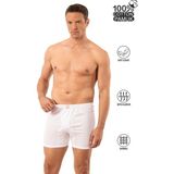 Özkan Underwear 0043 Erkek Pamuklu Penye Kumaş Paçalı Don Boxer Külot - Beyaz