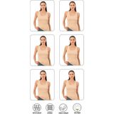 Özkan Underwear 0111 6'lı Paket Kadın Pamuklu Ribana Esnek Rahat Biyeli Kalın Askılı Örme Atlet - Ten - 2XS