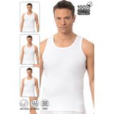 Özkan Underwear 0113 3'lü Paket Erkek Kalın Askılı Pamuklu Esnek Yumuşak Ribana Atlet - XL - Beyaz