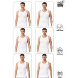 Özkan Underwear 0113 6'lı Paket Erkek Pamuklu Ribana Atlet - S - Beyaz