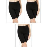 Özkan Underwear 0114 3'lü Paket Kadın Pamuklu Dantelli Ribana Esnek Yumuşak Paçalı Alt İçlik Don Külot Tayt - 3XL - Siyah