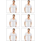 Özkan Underwear 0115 6'lı Paket Erkek Ribana Bisiklet Yaka Yarım Kol Fanila - Beyaz - 2XL