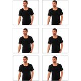 Özkan Underwear 0115 6'lı Paket Erkek Ribana Bisiklet Yaka Yarım Kol Fanila - Siyah