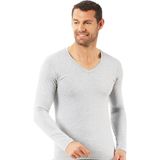 Özkan Underwear 0274 Erkek %95 Pamuklu Penye Likralı Süprem V Yaka Uzun Kol Tişört Fanila - Gri Melanj - XL