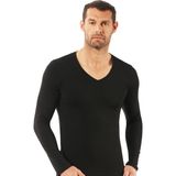 Özkan Underwear 0274 Erkek %95 Pamuklu Penye Likralı Süprem V Yaka Uzun Kol Tişört Fanila - Siyah