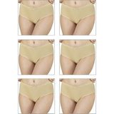 Özkan Underwear 0305 6'lı Paket Kadın Ribana Esnek Pamuklu Yüksek Bel Bato Külot - XS - Ten