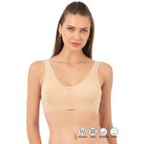 Özkan Underwear 0564 Kadın Pamuklu Ribana Boş Kap Desteksiz Telsiz Balensiz Kalın Askılı Yarım Atlet Sütyen - Ten - 90
