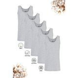 Özkan Underwear 0801 5'li Paket Erkek Çocuk Ribana %100 Pamuklu Esnek Rahat Kalın Askılı Atlet - 3 - 4 Yaş - Gri Melanj