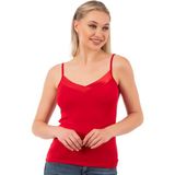 Özkan Underwear 2040 Kadın Viskon Saten Yakalı Esnek Rahat Ince Askılı Atlet - Koyu Kırmızı