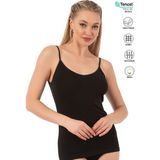 Özkan Underwear 20586 Kadın Pamuklu Modal Esnek Rahat Saten Biyeli Ince Askılı Atlet - Siyah