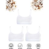 Özkan Underwear 42324 3'lü Paket Kız Çocuk Pamuklu Süprem Esnek Rahat Pedsiz Ince Askılı Alıştırma Sütyeni Yarım Atlet Büstiyer - 11 - 12 Yaş - Beyaz