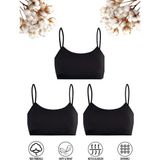 Özkan Underwear 42324 3'lü Paket Kız Çocuk Pamuklu Süprem Esnek Rahat Pedsiz Ince Askılı Alıştırma Sütyeni Yarım Atlet Büstiyer - 9 - 10 Yaş - Siyah