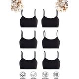 Özkan Underwear 42324 6'lı Paket Kız Çocuk Pamuklu Süprem Esnek Rahat Pedsiz Ince Askılı Alıştırma Sütyeni Yarım Atlet Büstiyer - 13 - 14 Yaş - Siyah