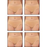Özkan Underwear 6121 6'lı Paket Kadın Pamuklu Likralı Süprem Yüksek Bel Bato Külot - XL - Ten
