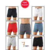 Özkan Underwear Özkan 0041 7'li Paket Erkek %100 Pamuklu Karışık Renk Şardonlu Düğmeli Rahat Kesim Penye Boxer - Karışık-ÇokRenkli - XL