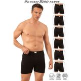 Özkan Underwear Özkan 0043 6'lı Paket Erkek %100 Pamuklu Penye Süprem Kumaş Esnek Rahat Torbalı Paçalı Don Boxer Külot - 2XL - Siyah