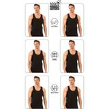 Özkan Underwear Özkan 0050 6'lı Paket Erkek %100 Pamuklu Penye Süprem Kalın Askılı Atlet - 2XL - Siyah