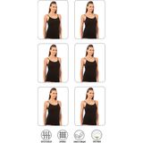Özkan Underwear Özkan 0107 6'lı Paket Kadın %100 Pamuklu Ribana Esnek Rahat İp Askılı Örme Atlet - 3XL - Siyah