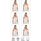 Özkan Underwear Özkan 0107 6'lı Paket Kadın %100 Pamuklu Ribana Esnek Rahat İp Askılı Örme Atlet - Beyaz