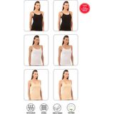 Özkan Underwear Özkan 0107 6'lı Paket Kadın %100 Pamuklu Ribana Karışık Renk Esnek Rahat Ip Askılı Örme Atlet - 2XL - Çok Renkli