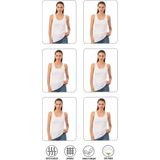 Özkan Underwear Özkan 0111 6'lı Paket Kadın Pamuklu Ribana Esnek Biyeli Kalın Askılı Örme Atlet - XL - Beyaz