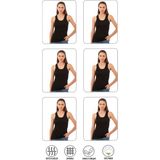 Özkan Underwear Özkan 0111 6'lı Paket Kadın Pamuklu Ribana Esnek Biyeli Kalın Askılı Örme Atlet - XL - Siyah