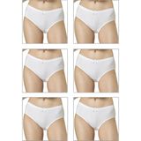 Özkan Underwear Özkan 0305 6'lı Paket Kadın Ribana Esnek Pamuklu Yüksek Bel Bato Külot - Beyaz - 2XL