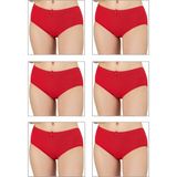 Özkan Underwear Özkan 0305 6'lı Paket Kadın Ribana Esnek Pamuklu Yüksek Bel Bato Külot - Kırmızı - 4XL