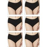 Özkan Underwear Özkan 0305 6'lı Paket Kadın Ribana Esnek Pamuklu Yüksek Bel Bato Külot - Siyah - 3XL
