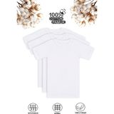 Özkan Underwear Özkan 0706 3'lü Paket Erkek Çocuk %100 Pamuklu Ribana Esnek Rahat Yarım Kol Kapalı Yaka Fanila T-shirt - 7 - 8 Yaş - Beyaz