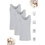 Özkan Underwear Özkan 0801 3'lü Paket Erkek Çocuk %100 Pamuklu Ribana Esnek Rahat Kalın Askılı Atlet - 1 - 2 Yaş - Gri Melanj