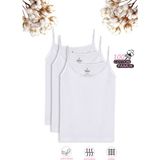 Özkan Underwear Özkan 0806 3'lü Paket Kız Çocuk %100 Pamuklu Ribana Esnek Rahat Yakası Dantelli Ip Askılı Atlet - 9 - 10 Yaş - Beyaz