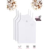 Özkan Underwear Özkan 0817 3'lü Paket Kız Çocuk %100 Pamuklu Ribana Esnek Rahat Önü Taşlı İp Askılı Atlet - 3 - 4 Yaş - Beyaz