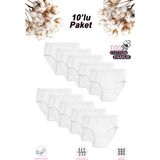 Özkan Underwear Özkan 0825 10'lu Paket Kız Çocuk %100 Pamuklu Ribana Esnek Rahat Papatya Detaylı Külot - Beyaz - 5 - 6 Yaş