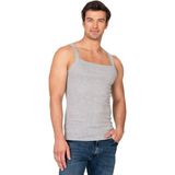 Özkan Underwear Özkan 12458 Erkek %100 Pamuklu Kare Yaka Ince Askılı Ribana Esnek Rahat Atlet - Gri Melanj - XL