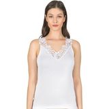 Özkan Underwear Özkan 2001 Kadın %100 Pamuklu Ribana Dantelli Güpürlü Manolya Atlet - 2XL - Beyaz