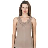 Özkan Underwear Özkan 2001 Kadın %100 Pamuklu Ribana Dantelli Güpürlü Manolya Atlet - 3XL - Kahverengi