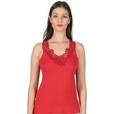 Özkan Underwear Özkan 2001 Kadın %100 Pamuklu Ribana Dantelli Güpürlü Manolya Atlet - 4XL - Kırmızı