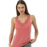 Özkan Underwear Özkan 2001 Kadın %100 Pamuklu Ribana Dantelli Güpürlü Manolya Atlet - Somon - 2XL